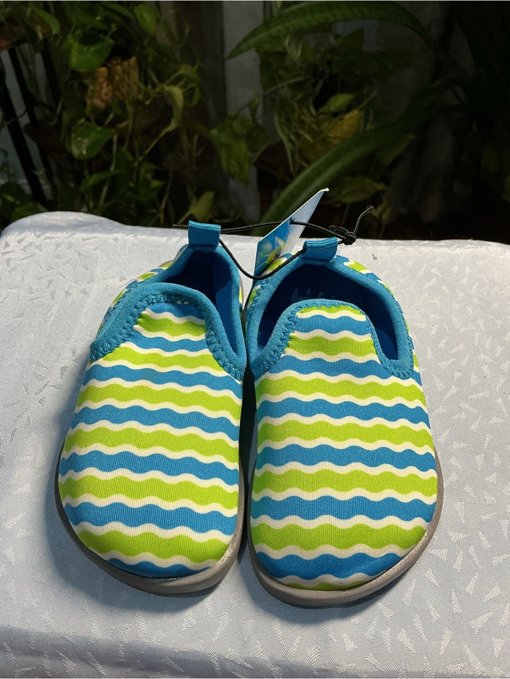 Children's Slip-On Wave Water Shoes - Blue & Lime